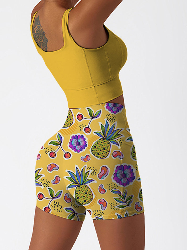 Fruit pineapple cherry yellow shorts