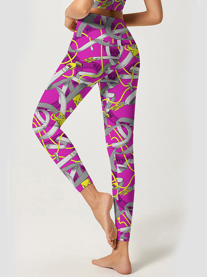 CREAMY™ belt safety rope print breathable waistband leggings