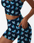 Animal neon blue butterfly shorts