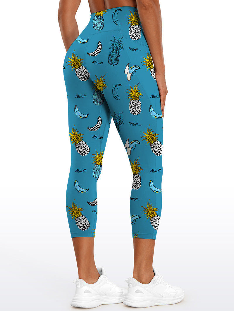 Fruit hand drawn leopard pineapple banana leggings