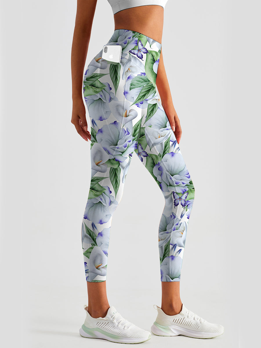 Flowers watercolor calla eustoma light leggings