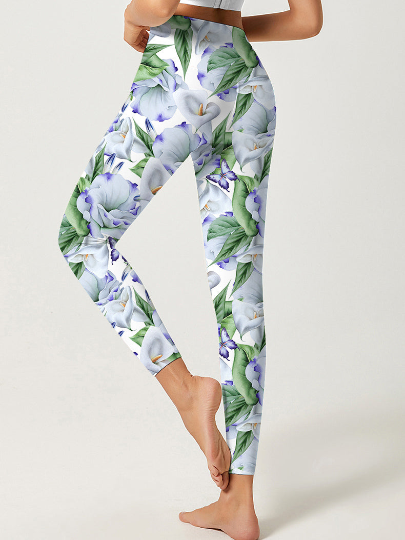 Flowers watercolor calla eustoma light leggings