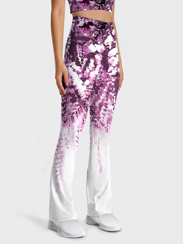 Flower watercolor purple wisteria flare leggings