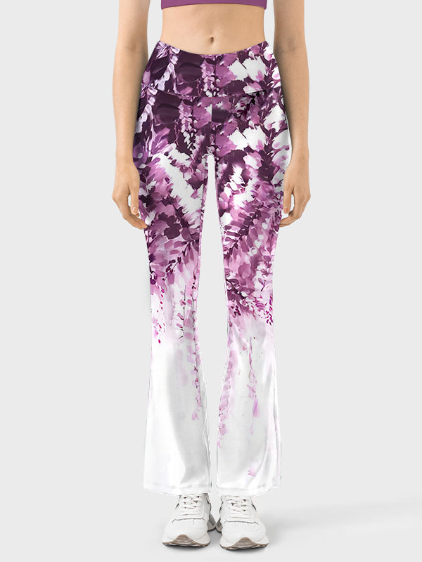 Flower watercolor purple wisteria flare leggings