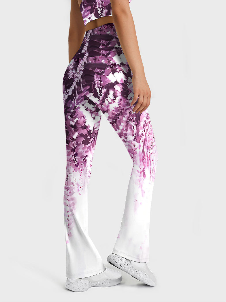 Flower watercolor purple wisteria flare leggings