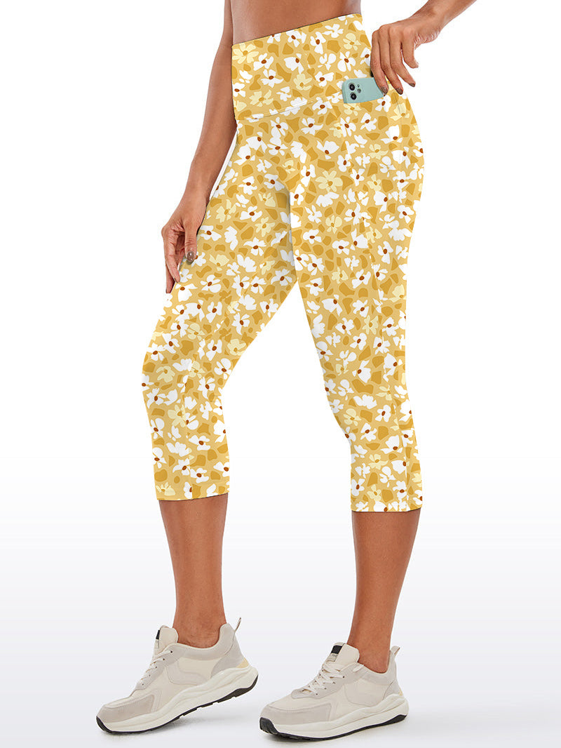 Flower yellow ditsy flower capris