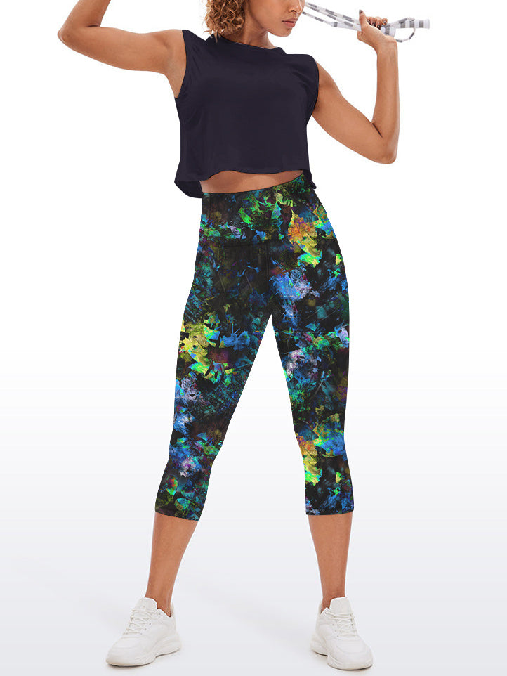 Fantasy colorful night flowers capris
