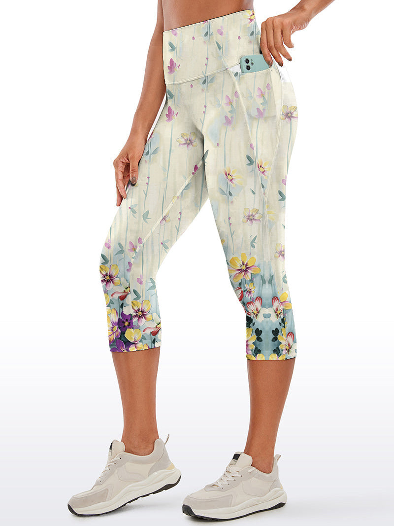 Flower purple plumeria design capris