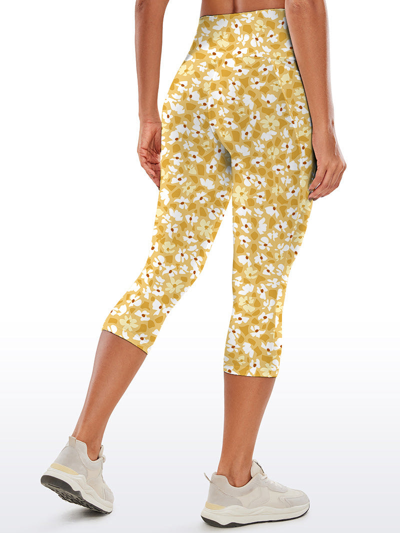 Flower yellow ditsy flower capris