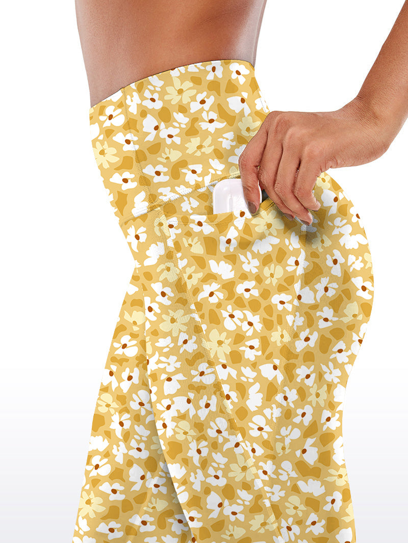 Flower yellow ditsy flower capris