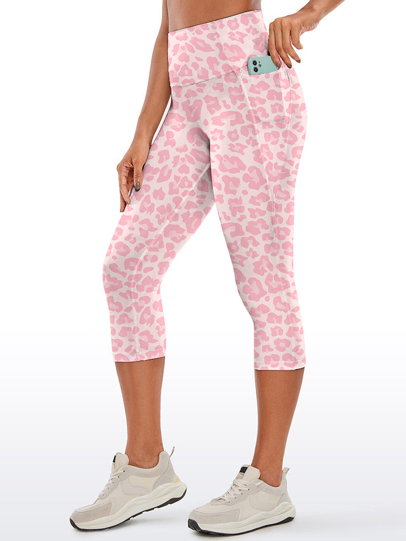 Animal pink leopard print high waisted capris