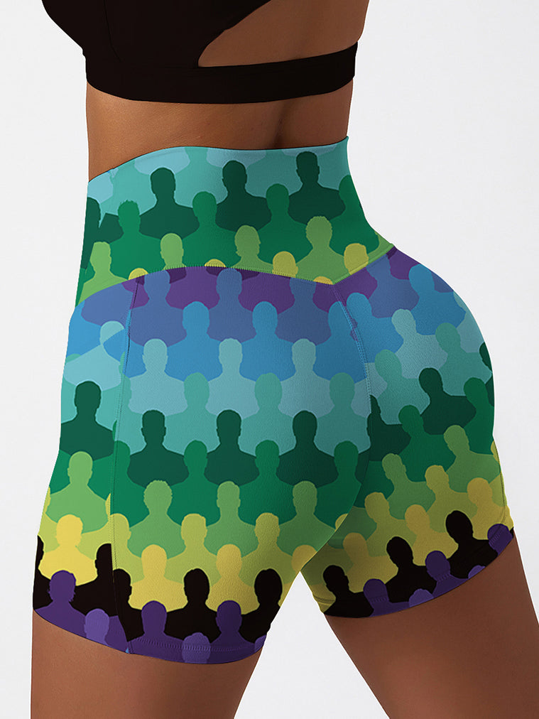 Geometry colorful humanoid gradient shorts