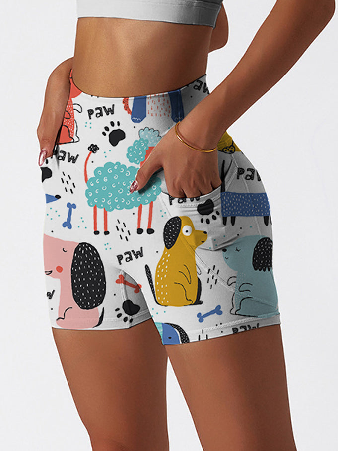 Animal cartoon dog sheep print shorts
