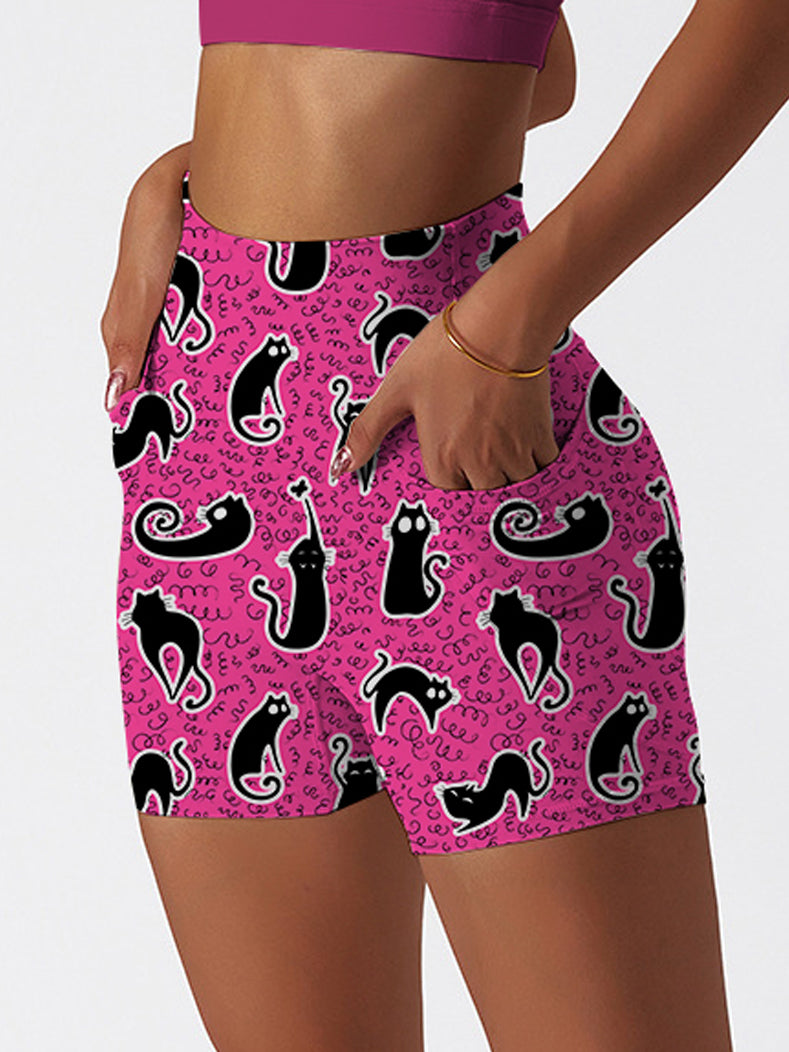 Animal carton cute black cat shorts