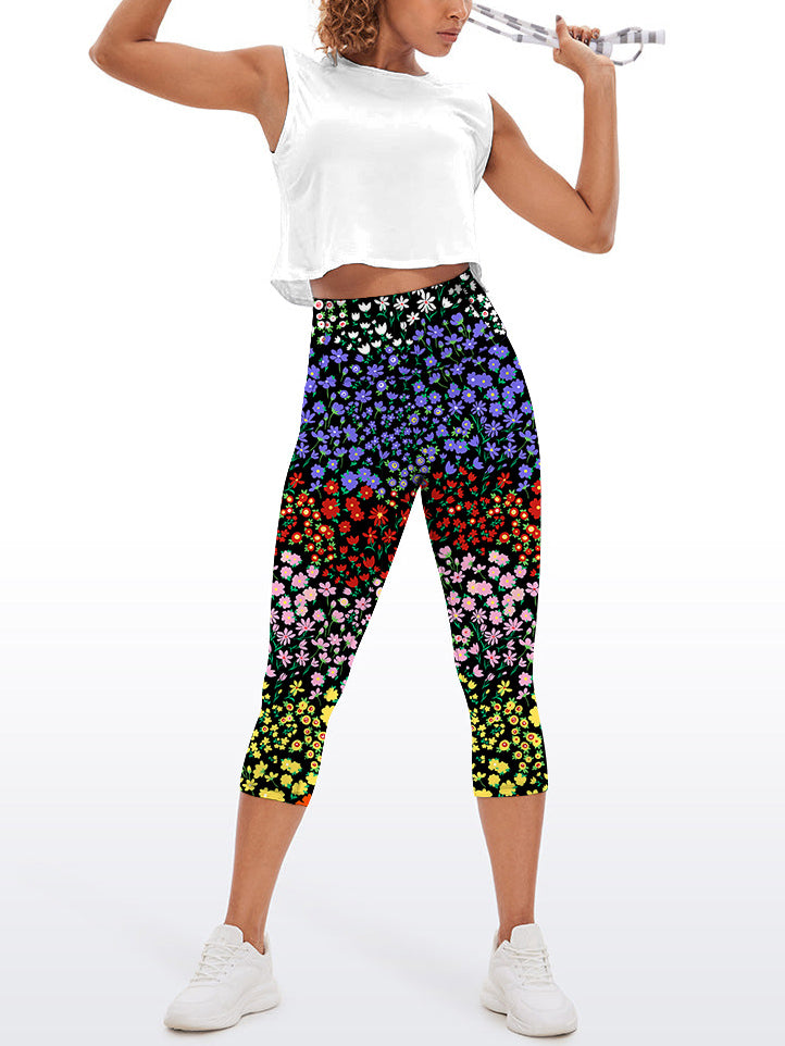 Flower colorful ditsy floral patchwork capris