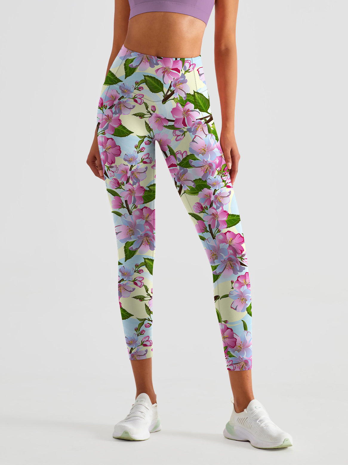 Flower apple-tree flowers seamless pattern blossom leggings
