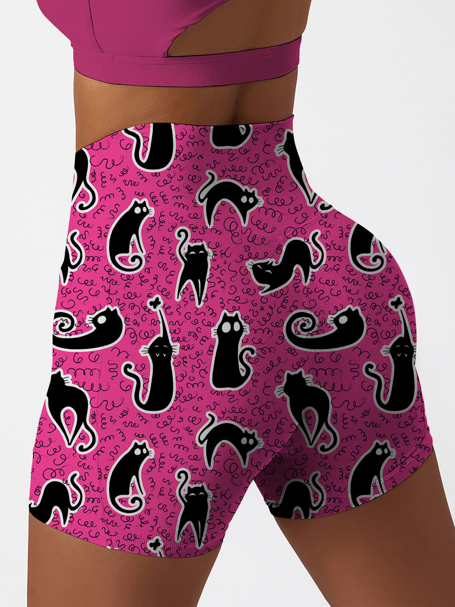 Animal carton cute black cat shorts