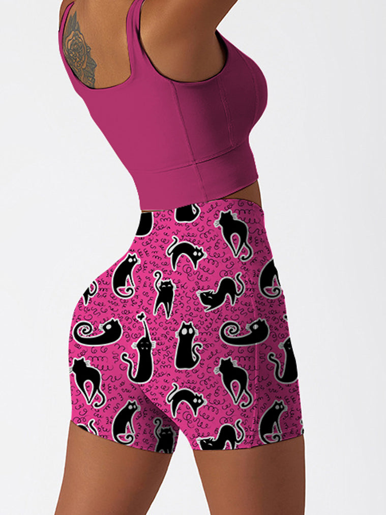 Animal carton cute black cat shorts
