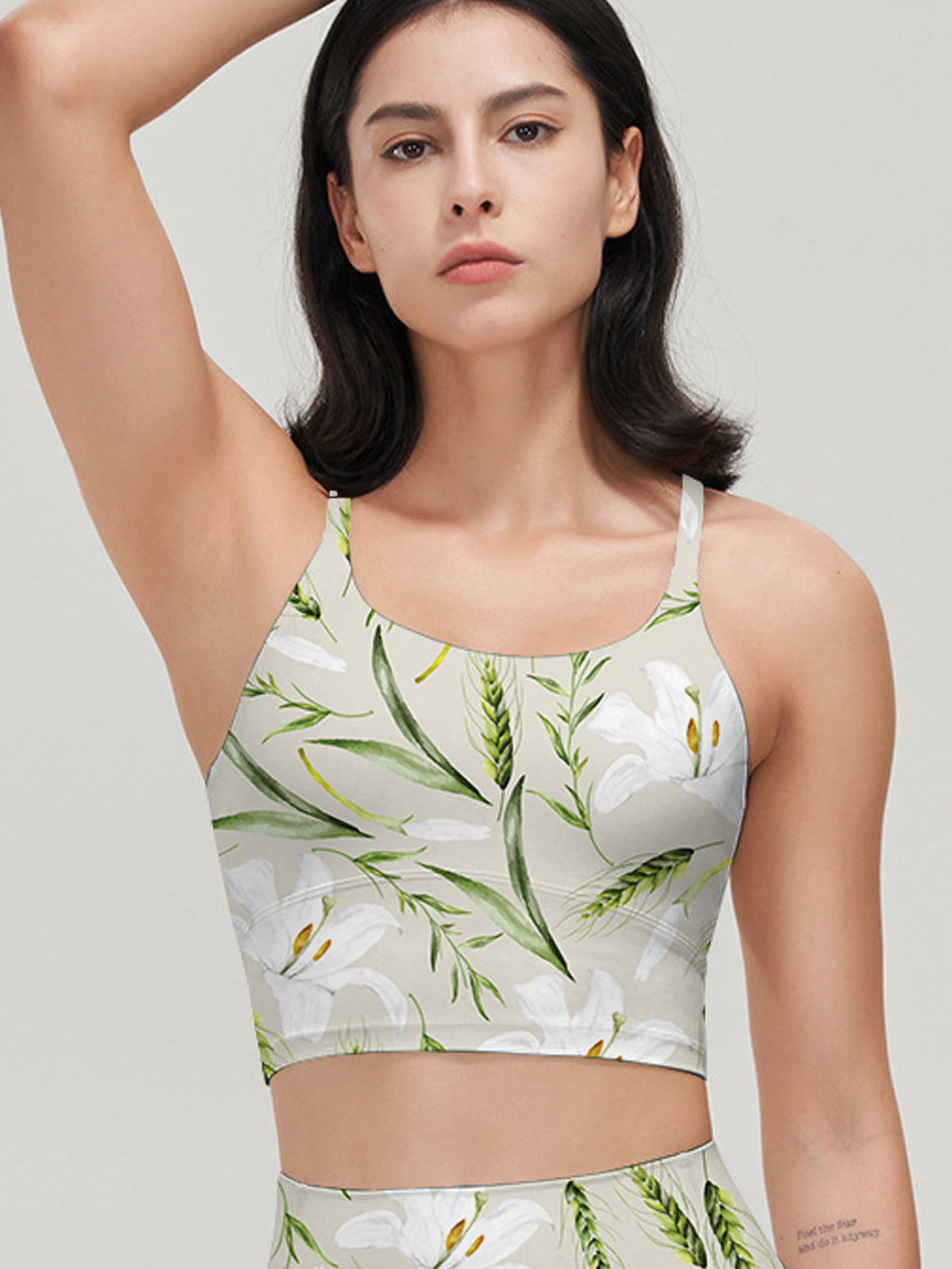 Flower white lily green wheat watercolor tank tops