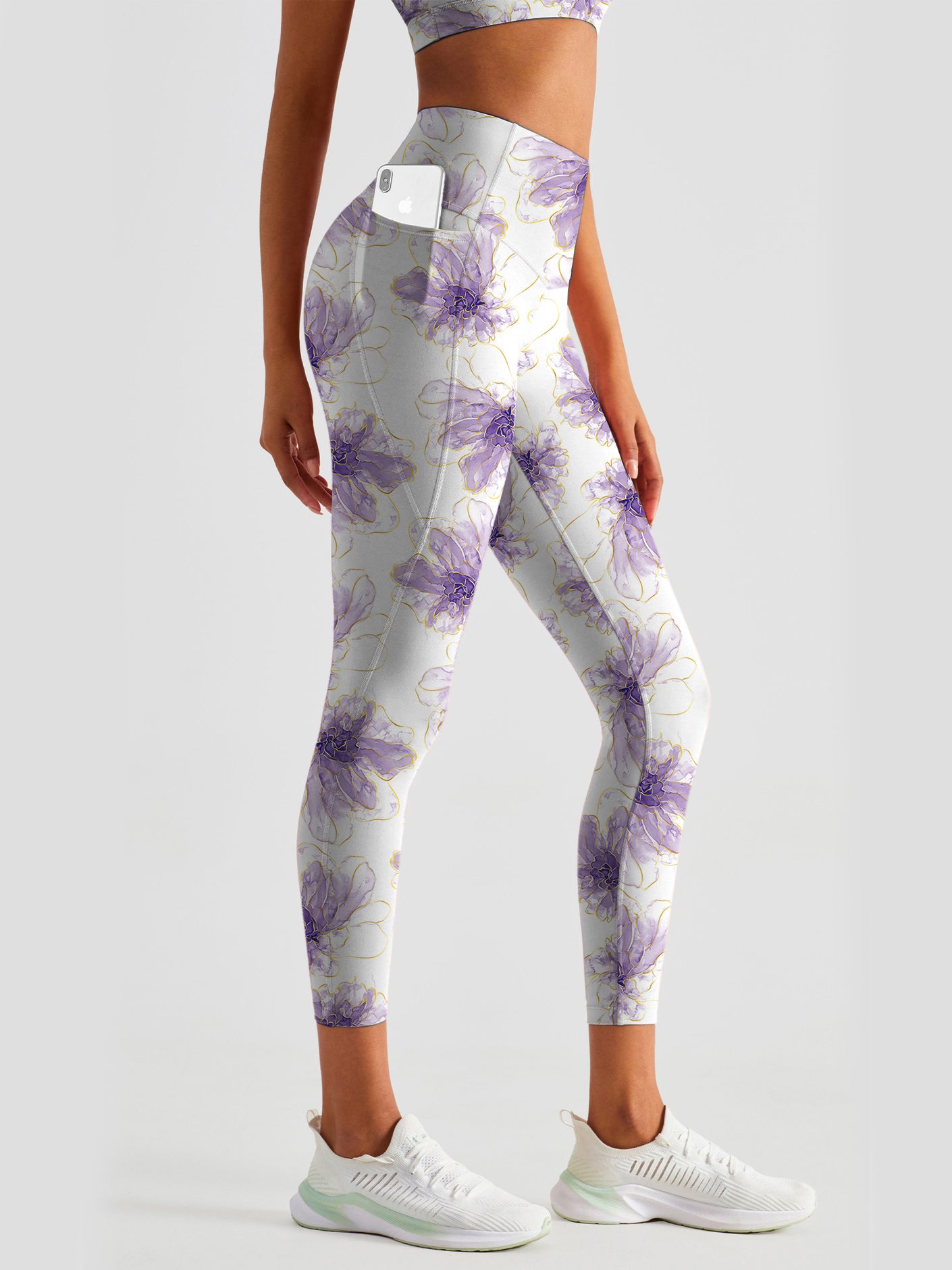Flower purple blooming gold edge leggings