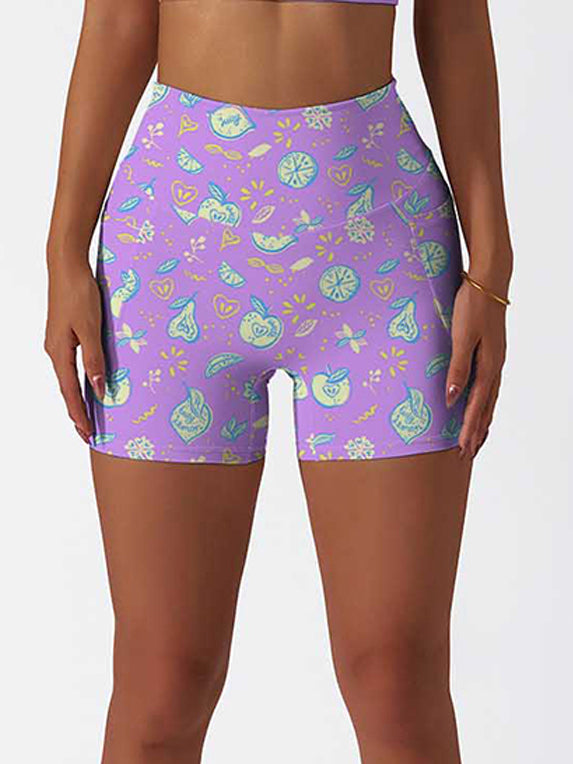Fruit sliced apple purple shorts
