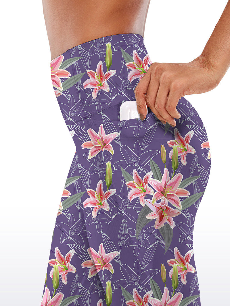 Flower pink lily watercolor capris