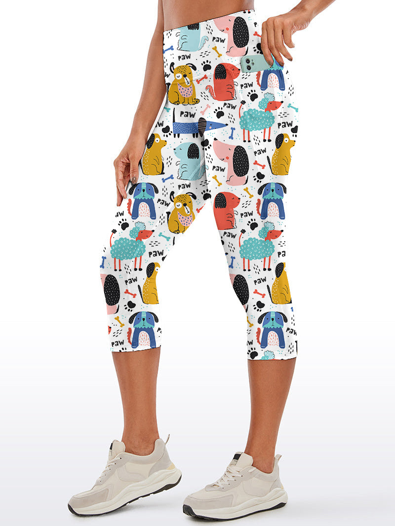 Animal cartoon dog sheep print capris