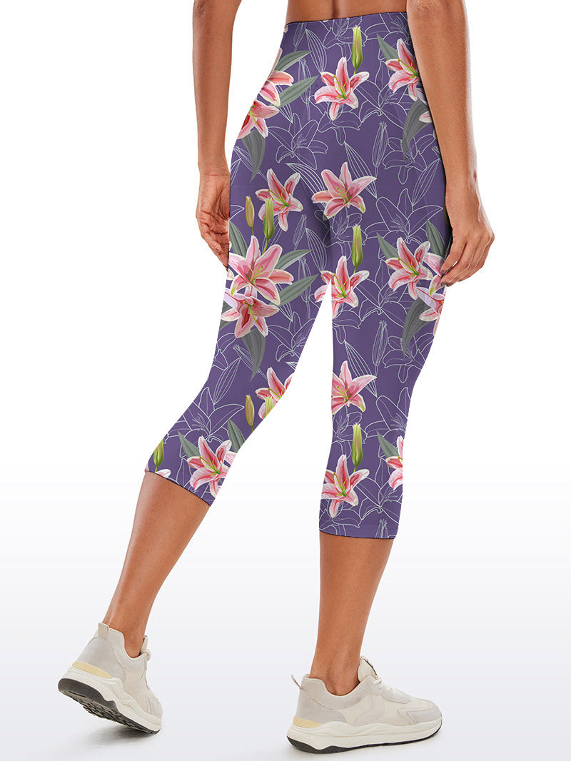 Flower pink lily watercolor capris