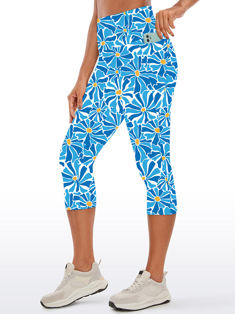Flower abstract naive blue chrysanthemum capris