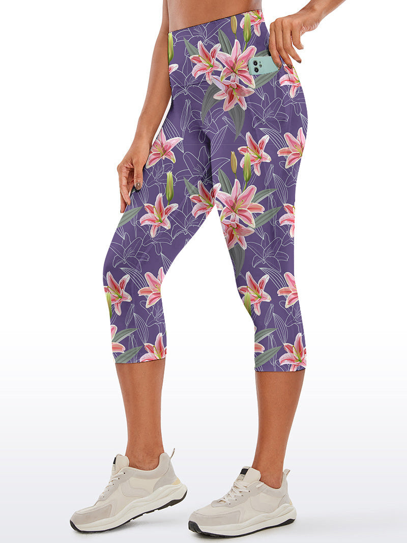 Flower pink lily watercolor capris