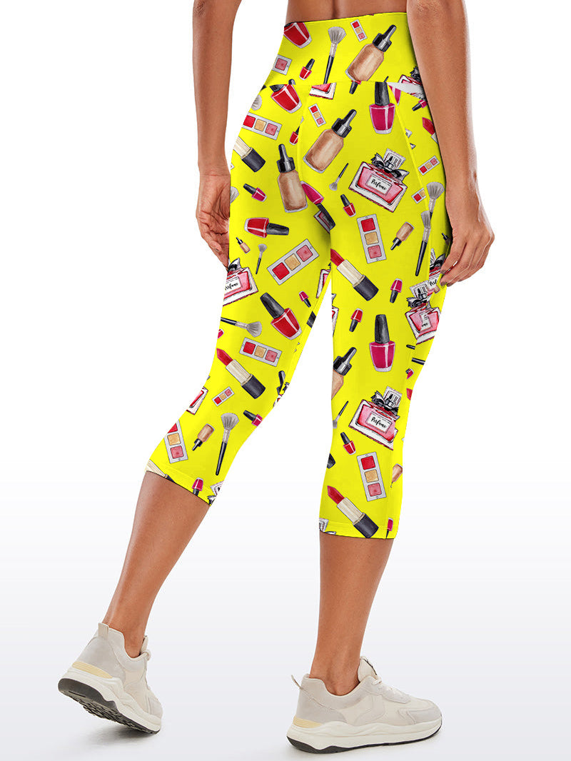 Cosmetic set perfume lipstick print yellow capris