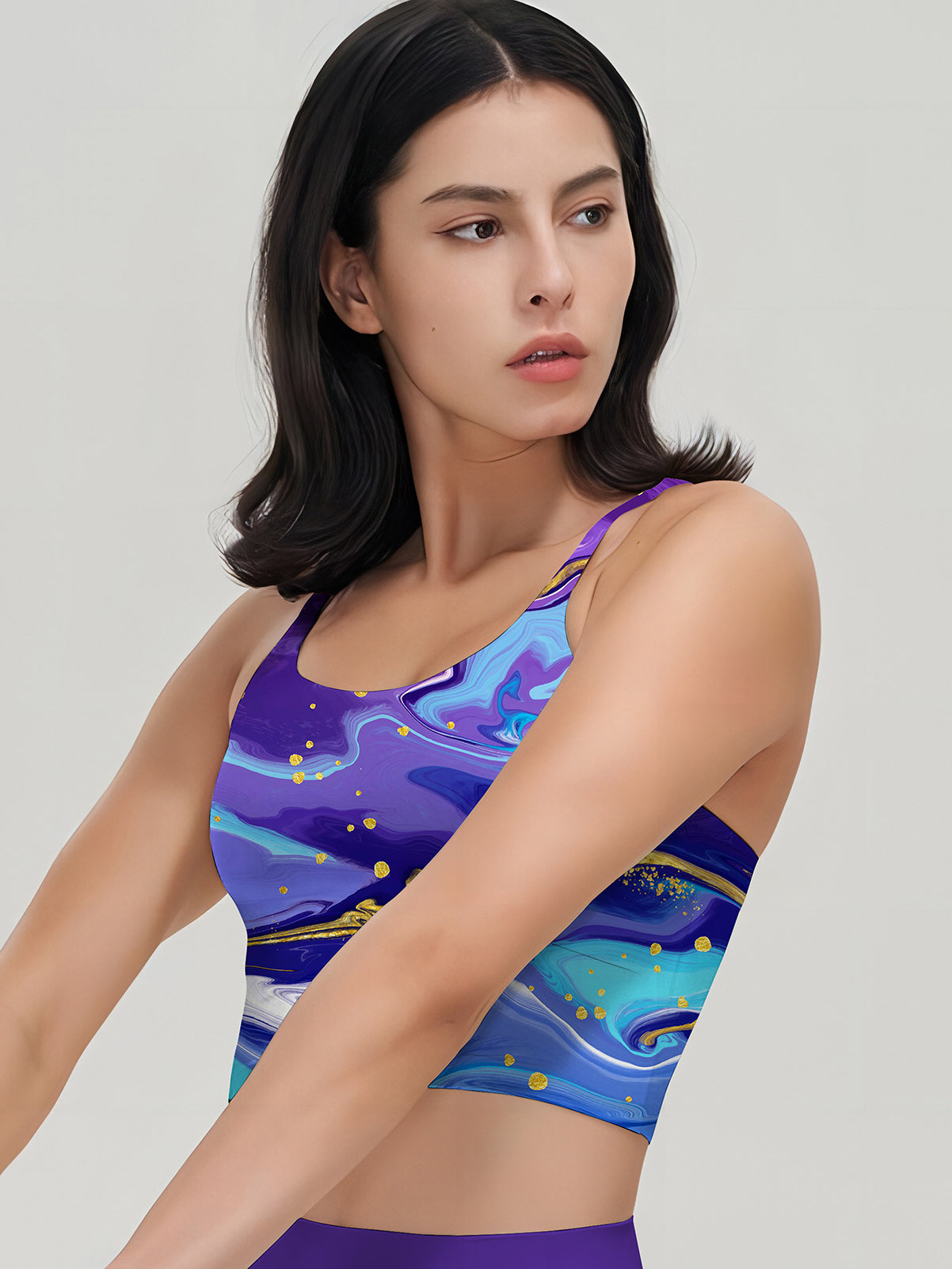 Tie dye water ripple gilt blue and purple tank tops