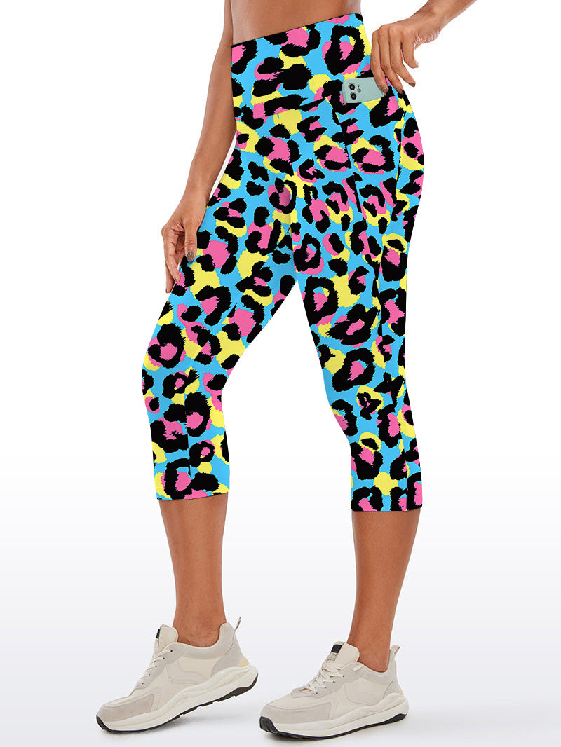 Animal bright colorful leopard pattern doodles capris