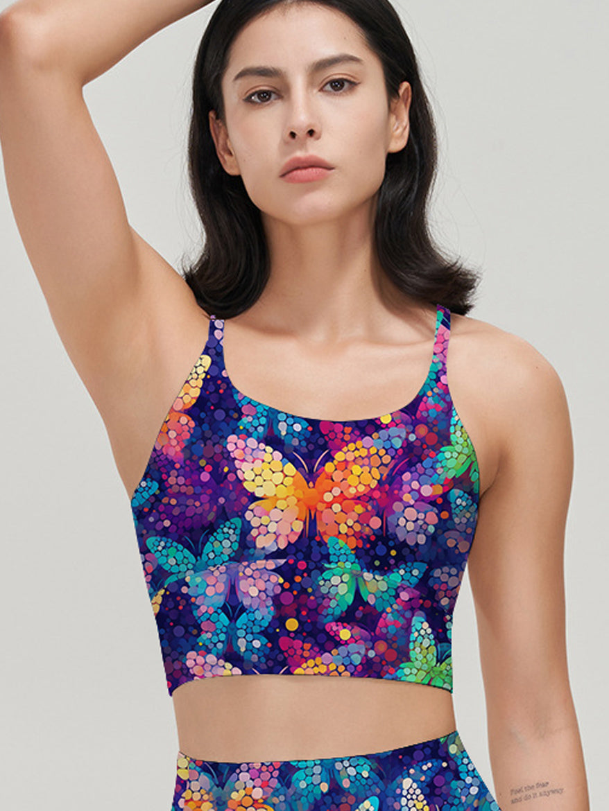 Animal colorful splicing butterfly tank tops