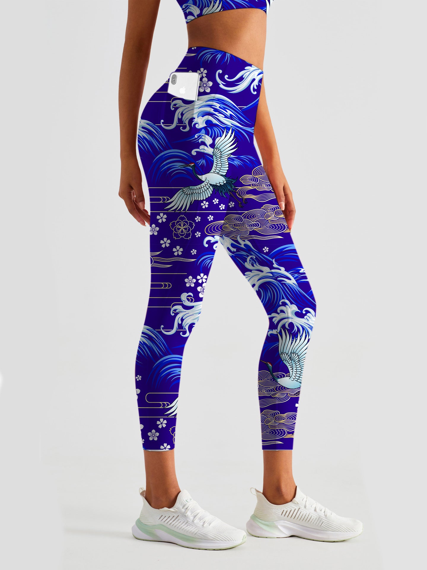 Animal crane oriental sea chinese style leggings