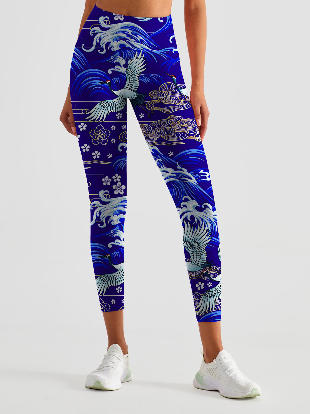 Animal crane oriental sea chinese style leggings