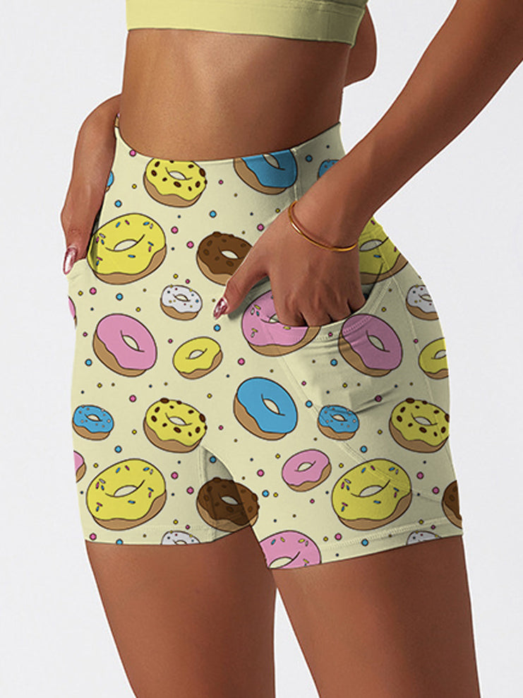 Cartoon hand drawn colored donuts shorts