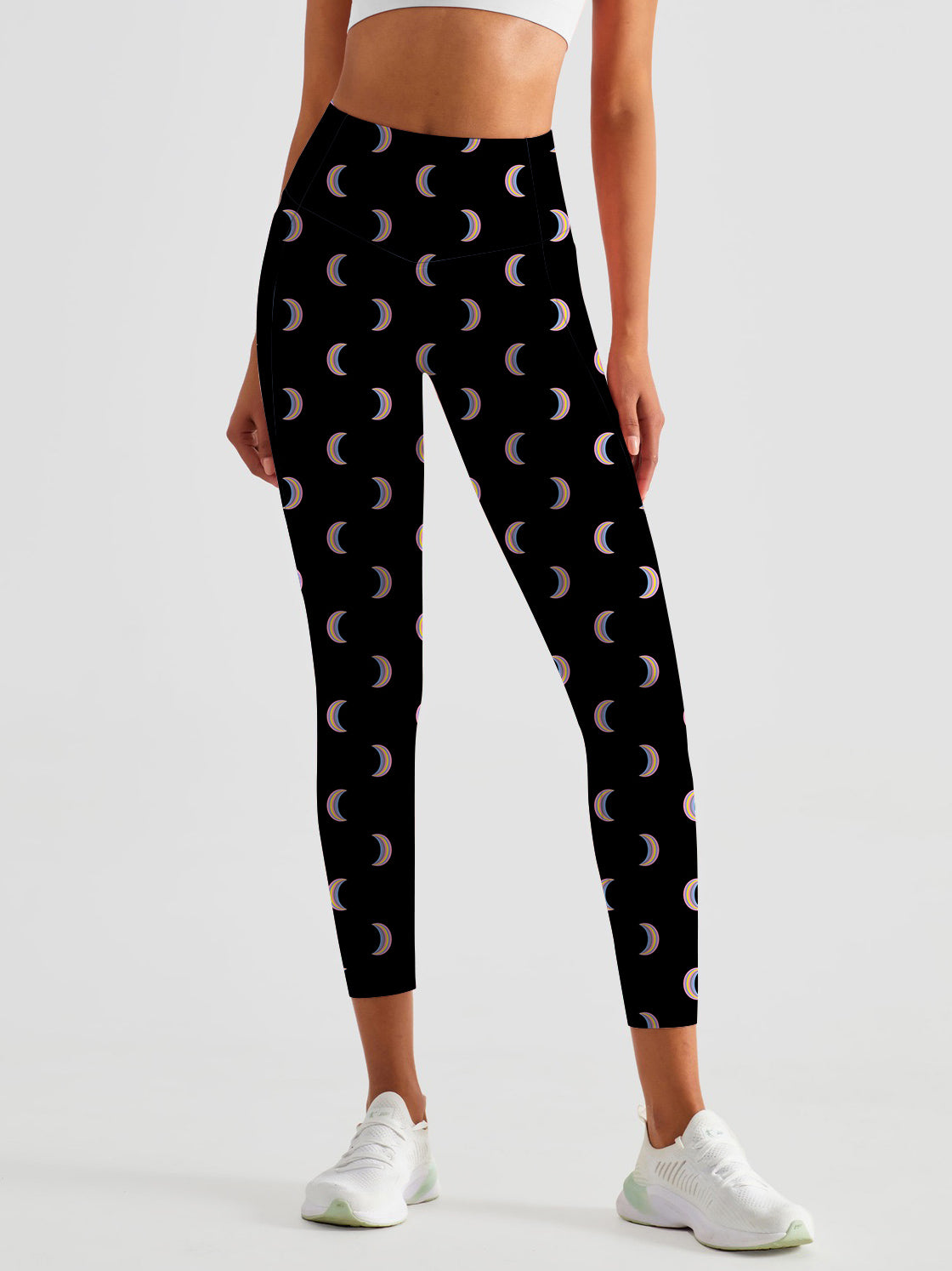 Colorful moon pattern dark leggings