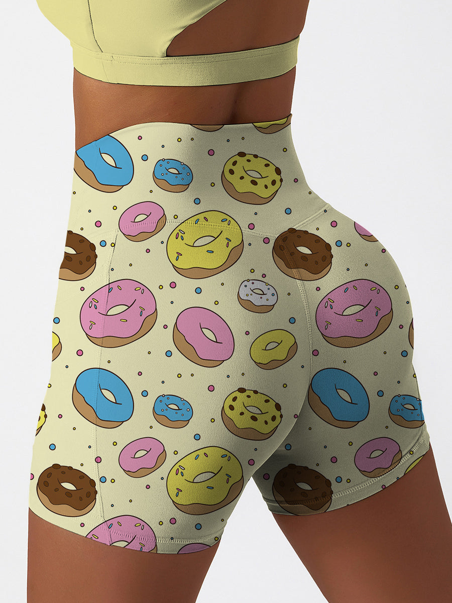 Cartoon hand drawn colored donuts shorts