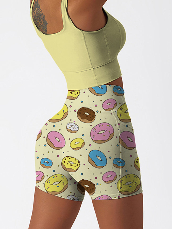 Cartoon hand drawn colored donuts shorts