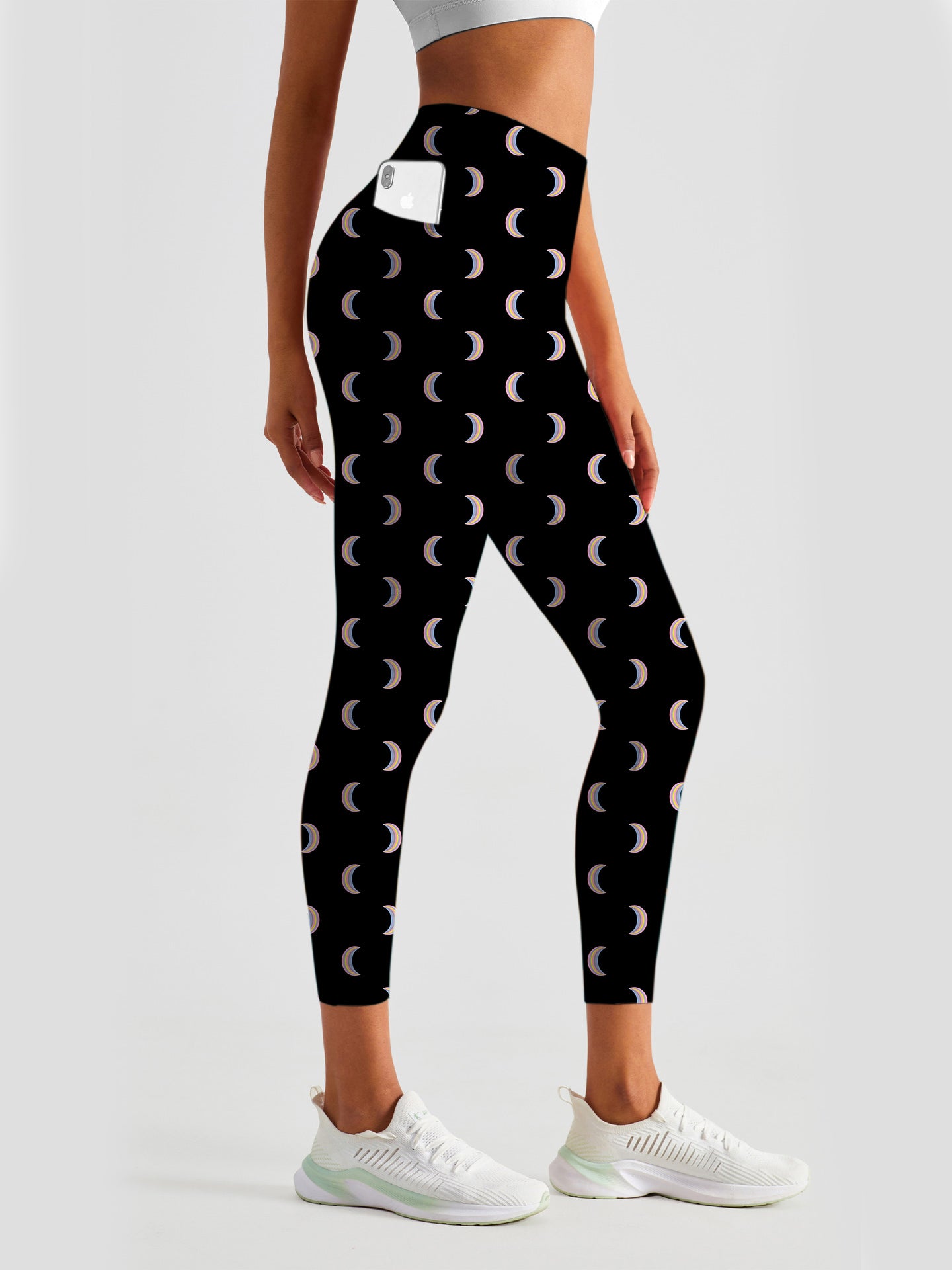 Colorful moon pattern dark leggings