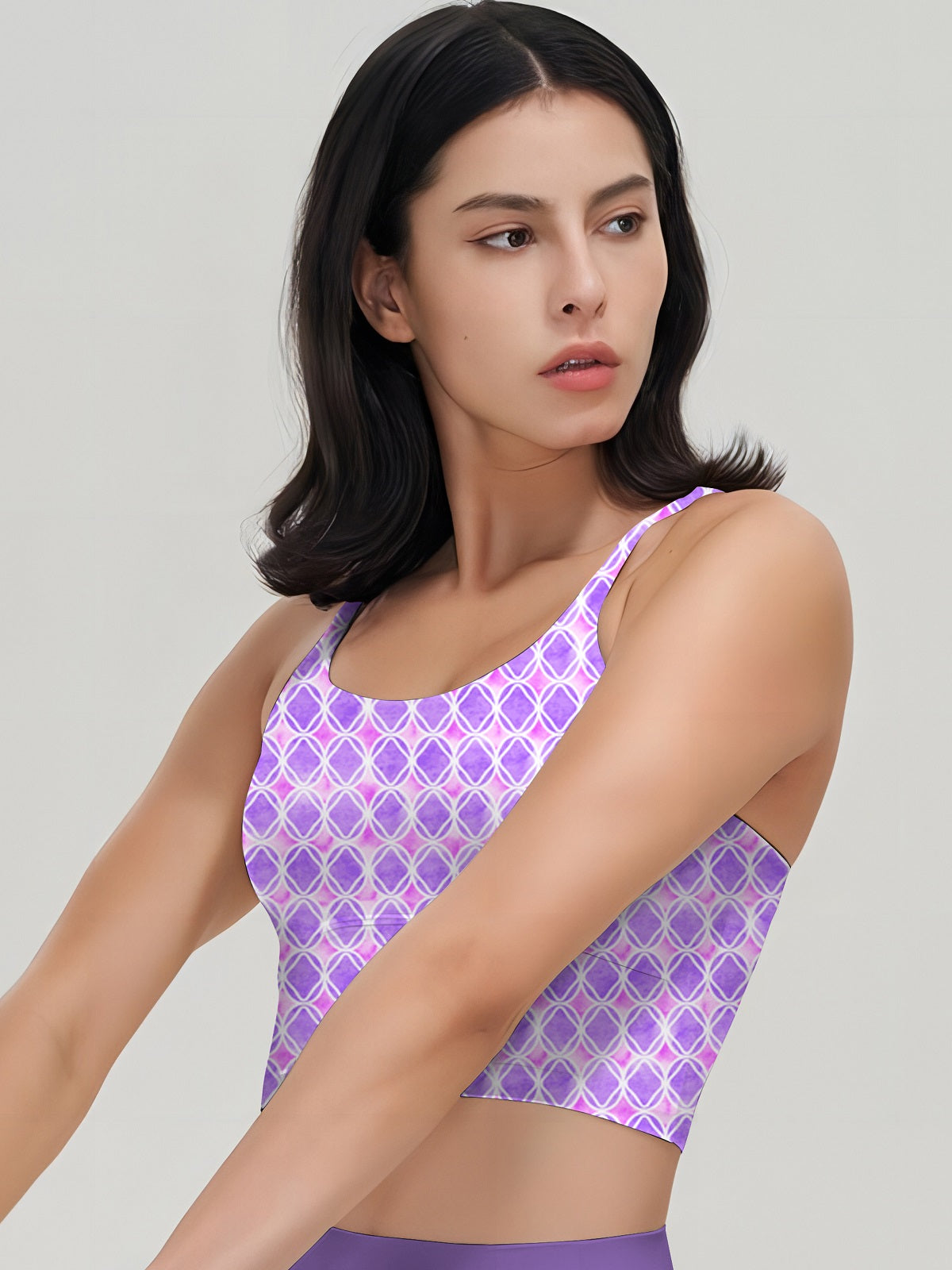 Watercolour mosaic seamless violet shades tank tops