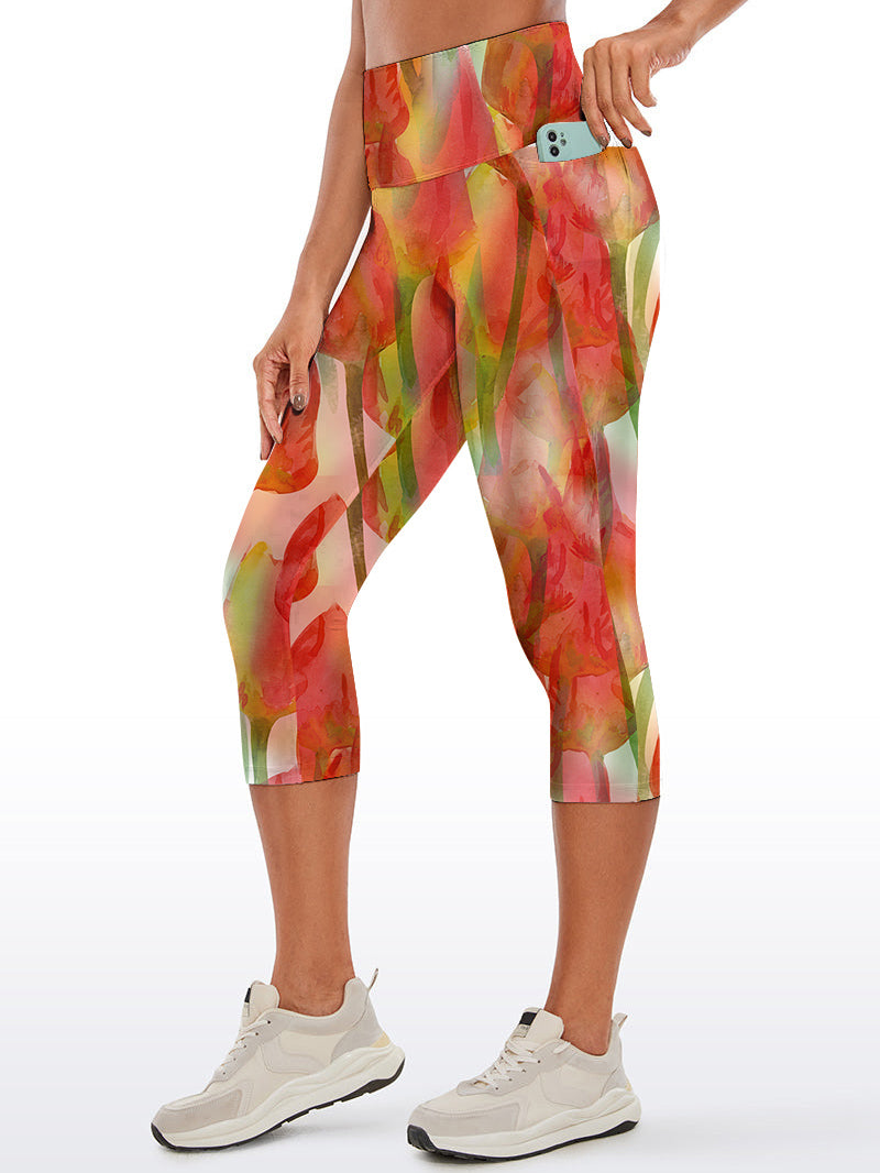 Flower watercolor red tulip capris