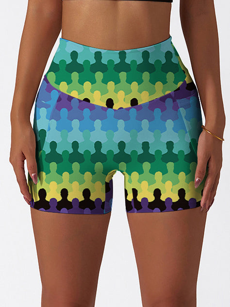Geometry colorful humanoid gradient shorts