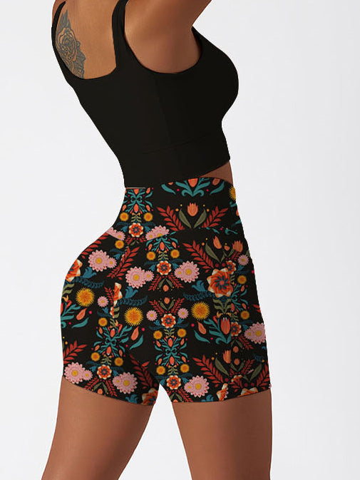 Flower colorful leaves design shorts