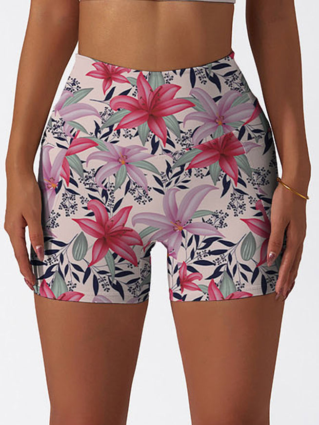 Flower pink tropical hibiscus shorts