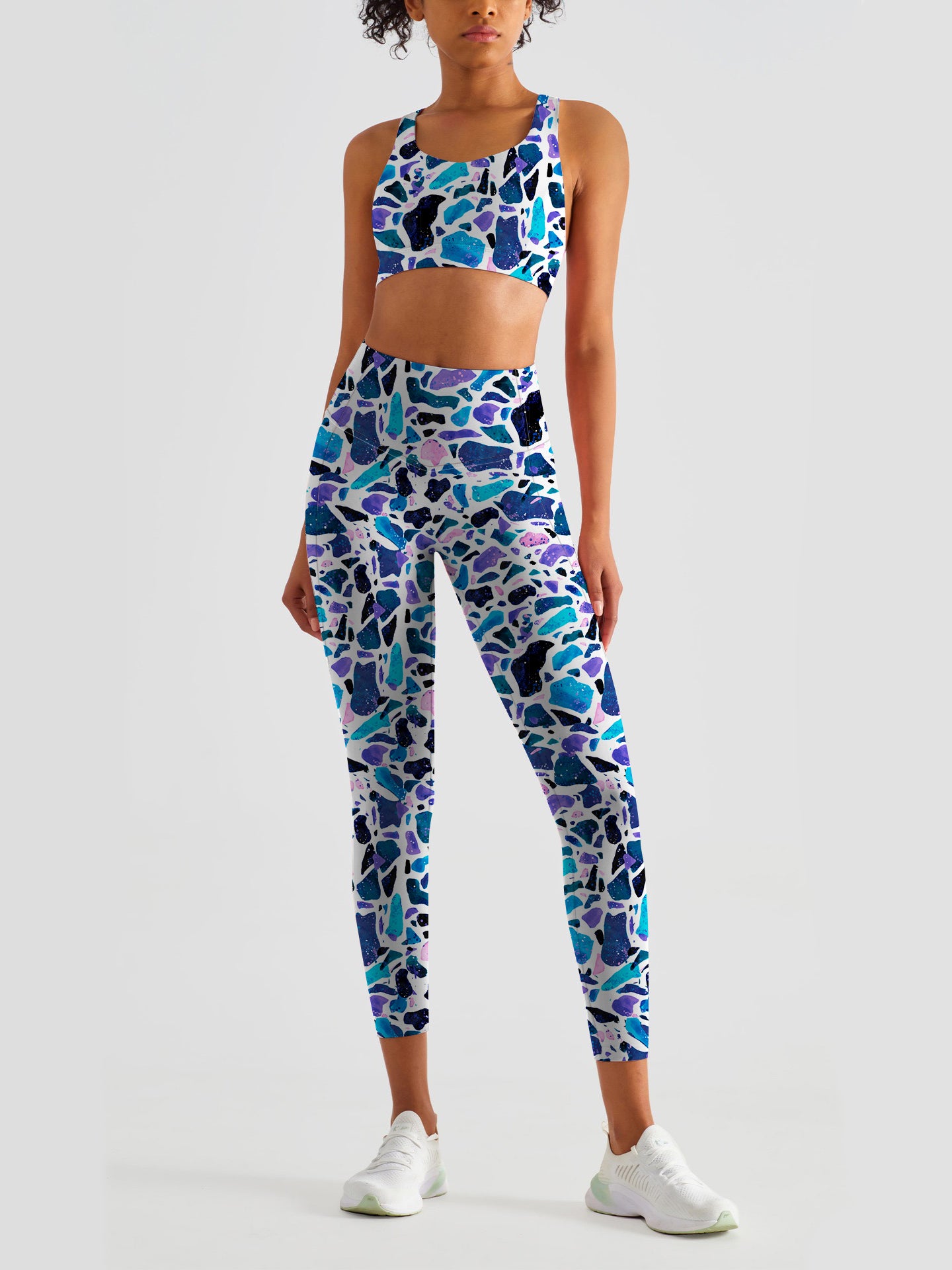 Irregular color block yoga leggings
