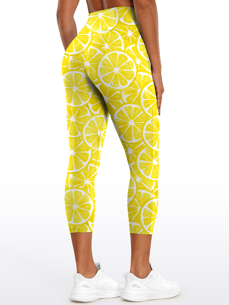Fruit yellow lemon print leggings