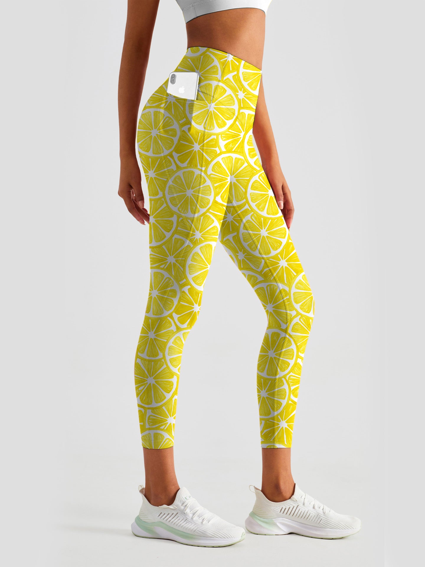 Fruit yellow lemon print leggings