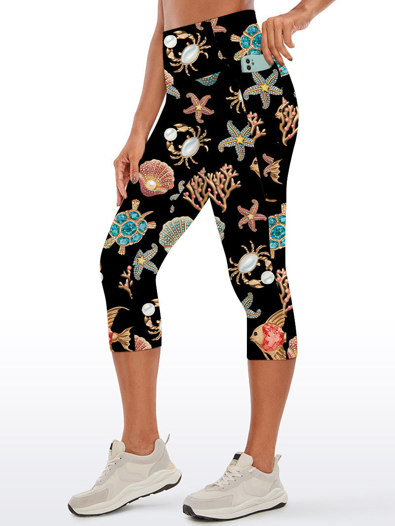Ocean gem starfish turtle coral shell capris